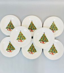 Set Of 8 Christmas Tree Salad Plates