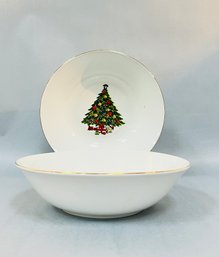 Set Of 2 Christmas Tree Serving Bowls