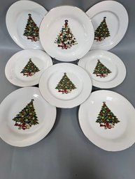 Set Of 8 Christmas Tree Dinner Plates