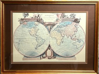 Imperial Atlas Double Globe Map Framed