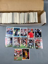 15 Inch Box Of 1993 Football Baseball And Basketball Cards.
