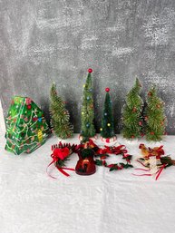A Christmas Forest And Various Decorations.