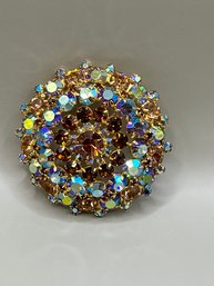 Stunning Aura Borealis Rhinestone Brooch Pin