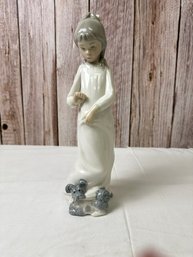 Porcelain Figurine Of Girl In Nightgown With Puppy *Local Pick-Up Only*