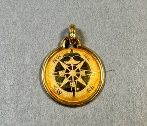 18k Gold Compass Pendant Charm