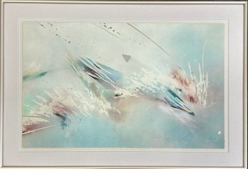 Pencil Signed Christopher Welsh Aqua Abstract Serigraph Framed