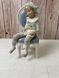 Lladro Figurine. Young Harlequin Relaxing With Cat *Local Pick-Up Only*