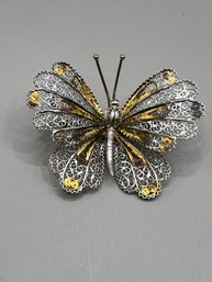 Costume Silver/gold Color Butterfly Pin