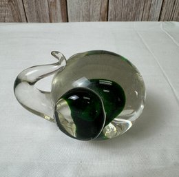 Green & Clear Glass Elephant Paperweight *Local Pick-Up Only*