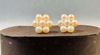 Real Pearl Floral Style Earrings