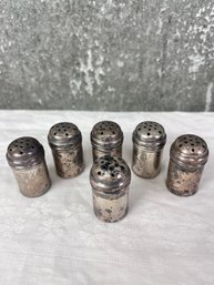 6 Personal Sterling Silver Salt Shakers.