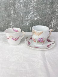 2 Vintage Teacups And 1 Saucer.