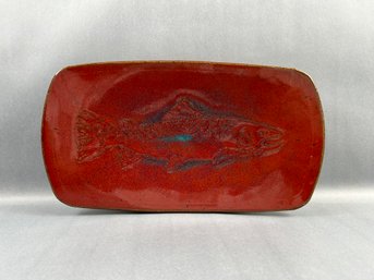 Studio Pottery Salmon Footed Platter