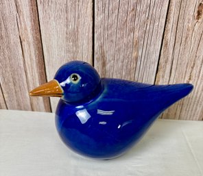Ceramic Blue Bird With Orange Beak
