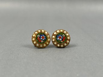 Made In Italy Micro Mosaic Screwback Earrings