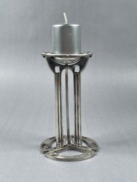 Pewter Art Deco Style Candleholder