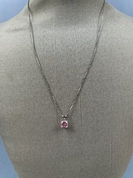 Sterling With Pink Stone Pendant Necklace