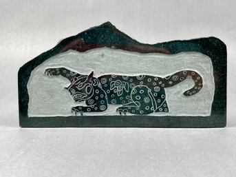 Jaguar Stone Relief Carved Plaque