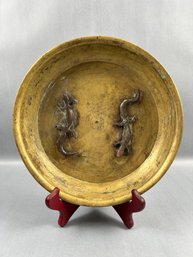 Antique Brass Tray With Lizards