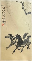 Asian Style Horse Print By Hsu Pei-hung Framed