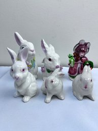 6 Ceramic Bunnies.