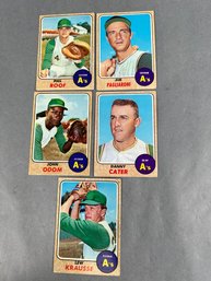 Lot Of 5 1968 Topps Oakland As Baseball Cards.