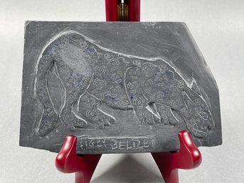 Slate Relief Carved Tiger - Belize