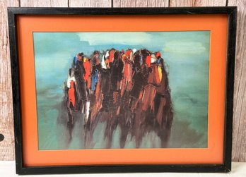 Framed  Colorful Abstract Horse Race Picture