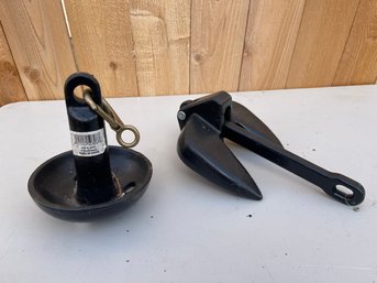Lot Of 2 Anchors, Including 8lb Mushroom Anchor And 15lb Anchor *Local Pick-Up Only*