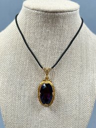 18k And Amethyst Pendant On Cord