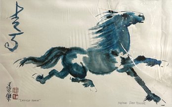 Dee Teller Indigo Horse Japanese Style Print