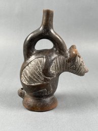 Pre-columbian Style Blackware Bear Vessel