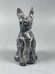 Faux Stone Carved Fox Figurine