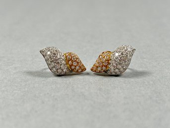 18k White And Yellow Gold Clip Earrings
