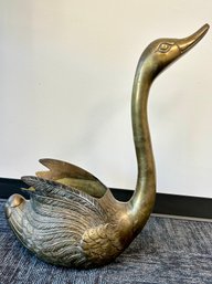 Large Brass Swan Planter