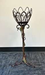 Ornate Metal Bronze Tone Candle / Plant Stand