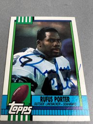 Autographed 1990 Topps Rufus Porter Seattle Seahawk Football Card.