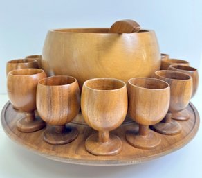 Large Monkey Pod Lazy Susan And Cups And Bowl