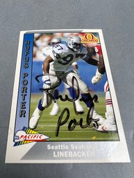Autographed 1991 Pacific Rufus Porter Seattle Seahawk Football Card.