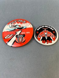 2 Vintage Hydroplane Racing Pins -Pay N Pak, Valu-Mart