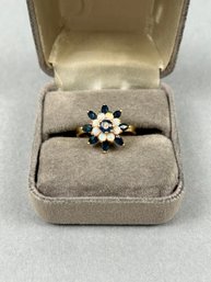 14k Opal And Blue Stone Cocktail Ring