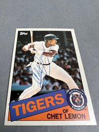 Autographed 1985 Topps Chet Lemon Baseball Card.