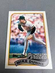 Autographed 1989 Topps Mike Dunne Baseball Card.