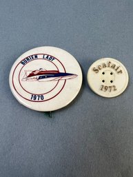 2 Vintage Seattle Seafair Pins -Burien Lady