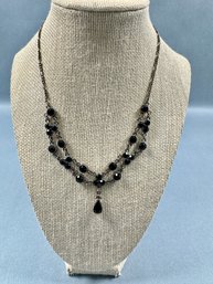 Cookie Lee Silver Tone Necklace With Dark Stones
