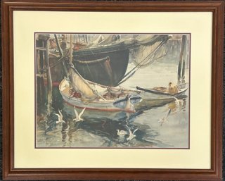 Vintage Watercolor Lithograph Framed