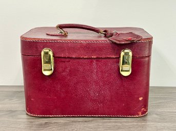 Vintage Burgundy Leather Travel Case