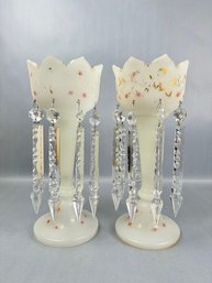 Antique Victorian Glass Lustre Vases -local Pickup Only