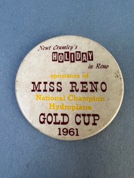 1961 Hydroplane Racing Pins Miss Reno National Champion.