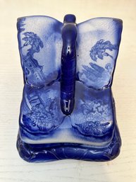 Romantic Flow Blue Staffordshire Covered Cheese Dish